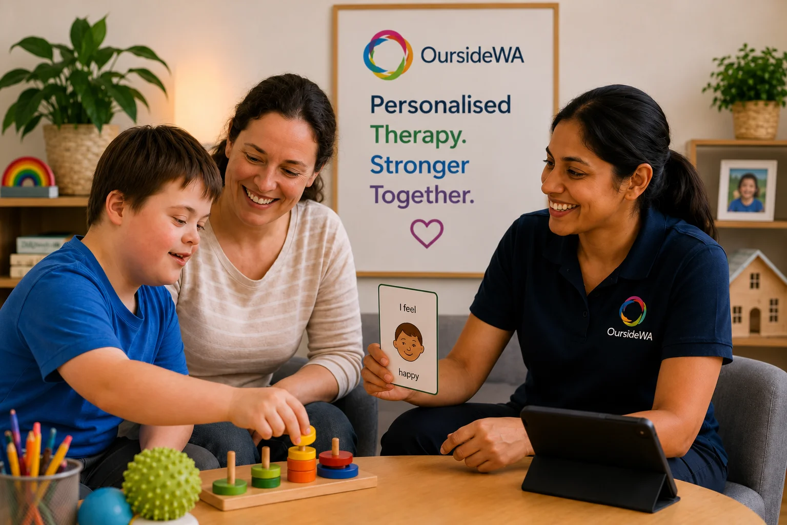 A therapist supporting a participant